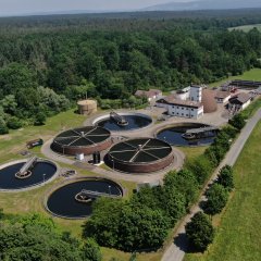 Luftbild der Kläranlage der Stadt Babenhausen