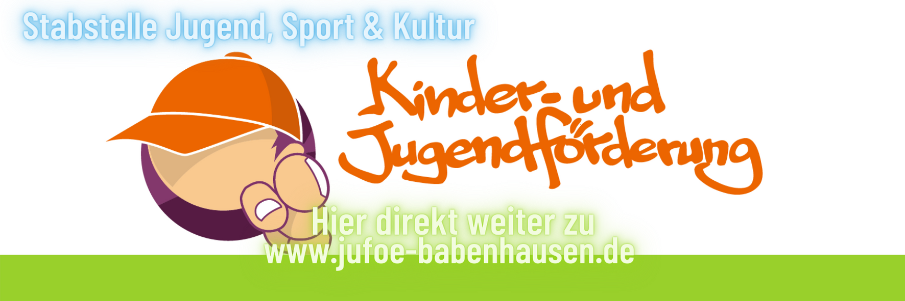 Man sieht auf dem Bild den Banner der Kinder- und Jugendförderung