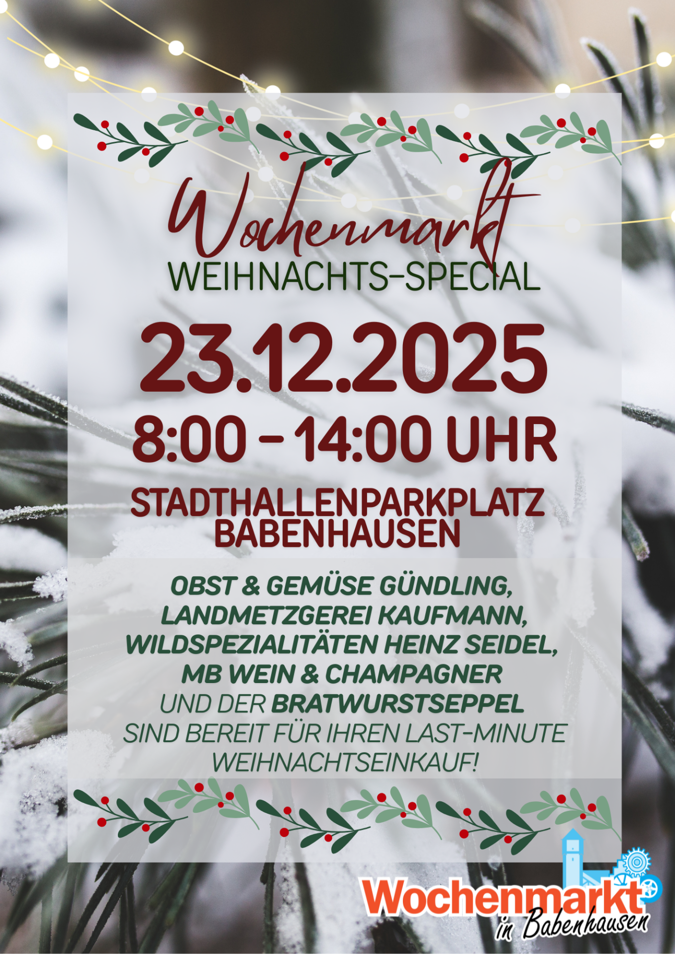 Flyer Last-Minute-Einkauf Wochenmarkt Weihnachtseinkauf