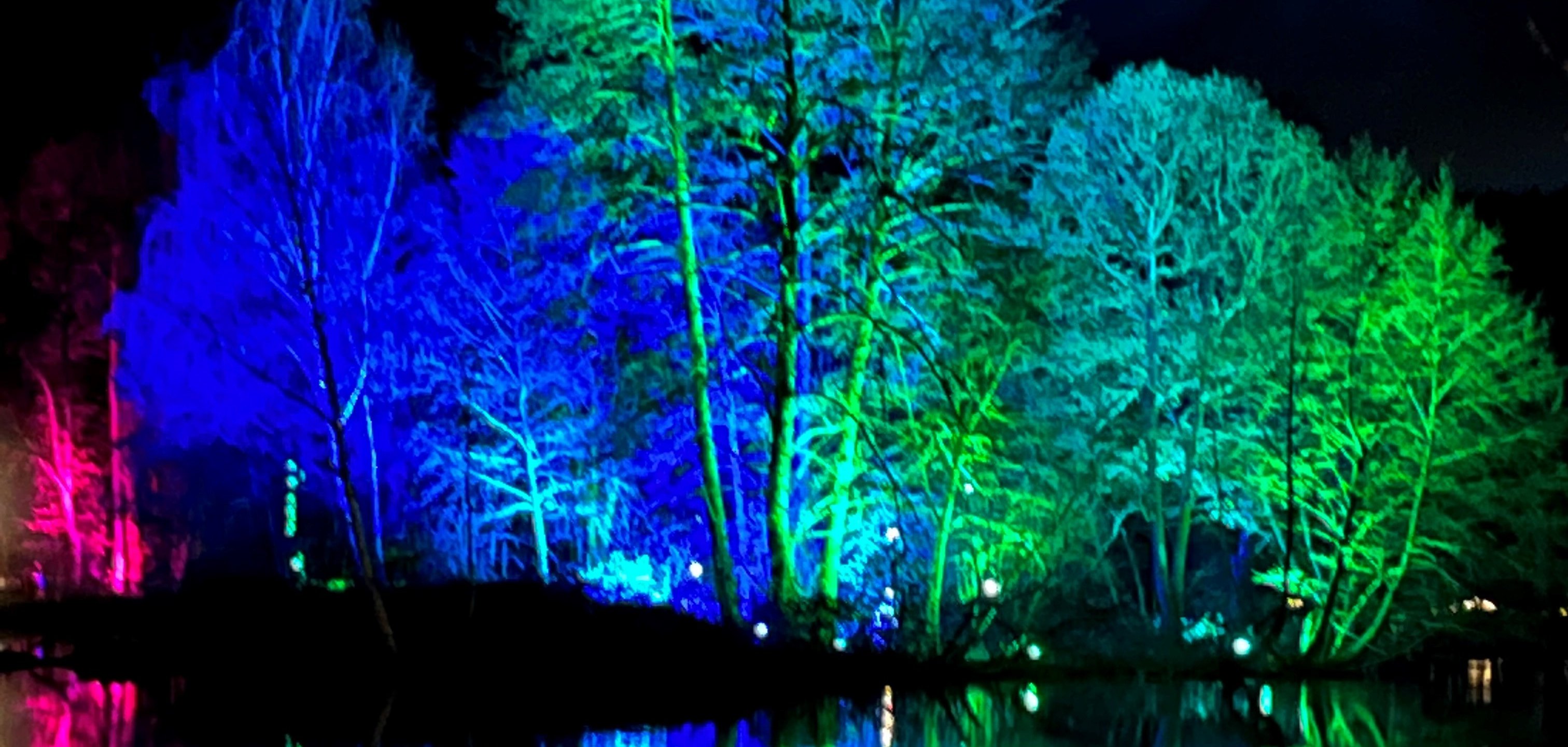 Auf dem Bild sieht man die Christmas lights am Wasser