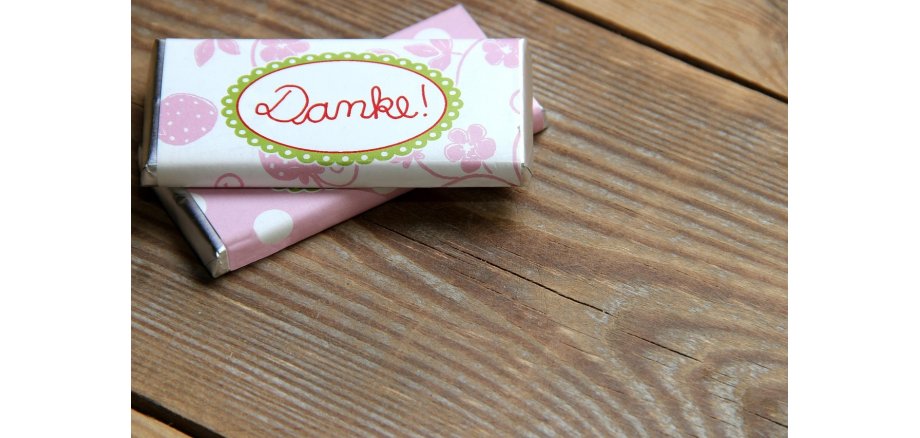 Auf dem Bild sieht man ein "Dankeschild"