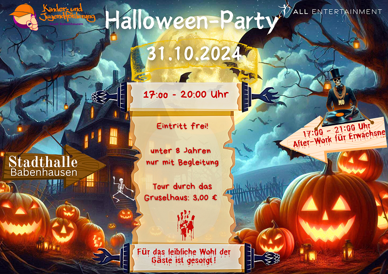 Plakat - Halloween Party in der Stadthalle 