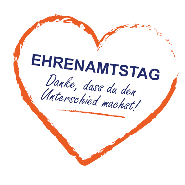 Herz mit Text in der Mitte "Ehrenamtstag - Danke, dass du den Unterschied machst!"
