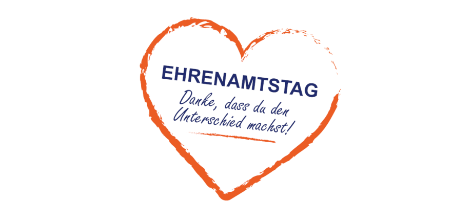 Herz mit Text in der Mitte "Ehrenamtstag - Danke, dass du den Unterschied machst!"