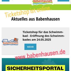 Screenshot der Homepage: Ticketshop Schwimmbad ist online