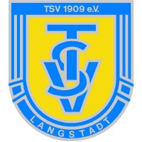 Man sieht ein blau-gelbes Wappen mit der Aufschrift TSV