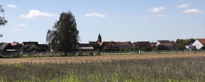 Blick über das Feld auf Harpertshausen